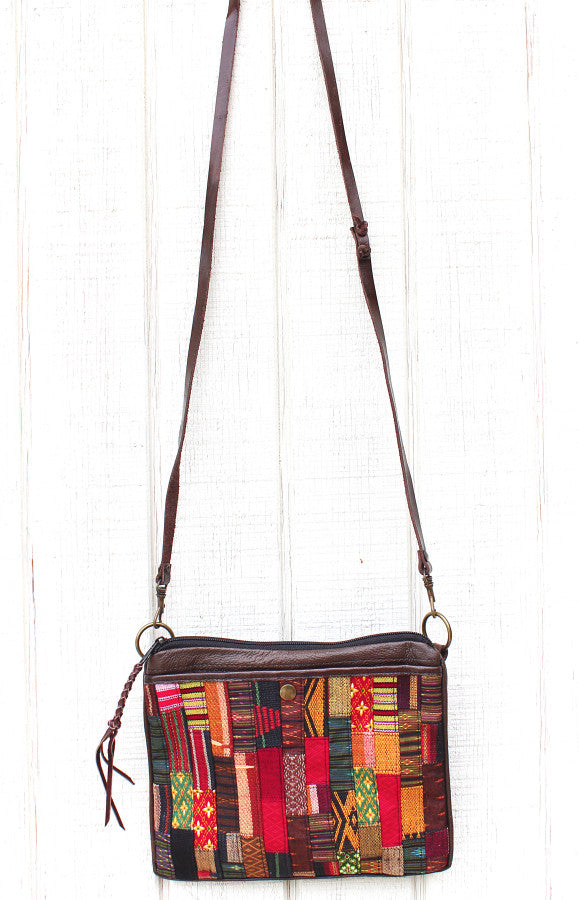 Handmade hill tribe artisan handwoven cotton patchwork crossbody/ shoulder convertible bag - Atlas Goods