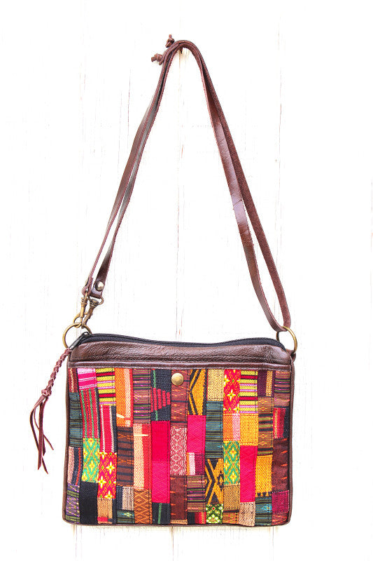 Handmade hill tribe artisan handwoven cotton patchwork crossbody/ shoulder convertible bag - Atlas Goods