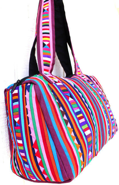 Handmade Lisu hill tribe intricate patchwork bowling / duffel bag - Atlas Goods