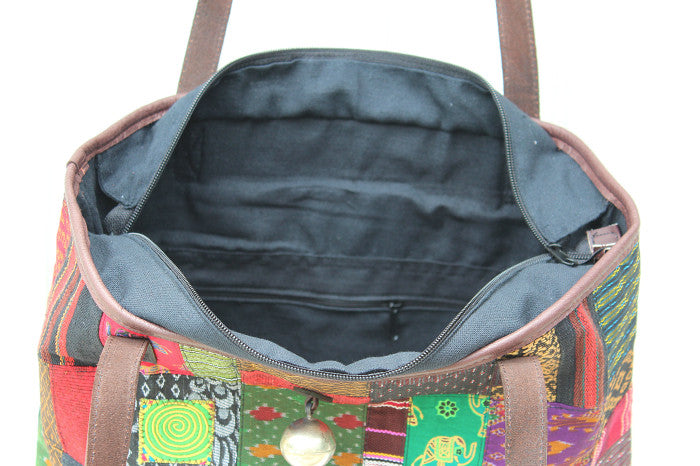 Yar Cross-Body Bag with Hill Tribe Fabric Patches and Recycled