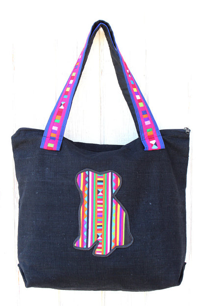 Handmade Lisu hill tribe cotton animal design tote shoulder bags - Atlas Goods