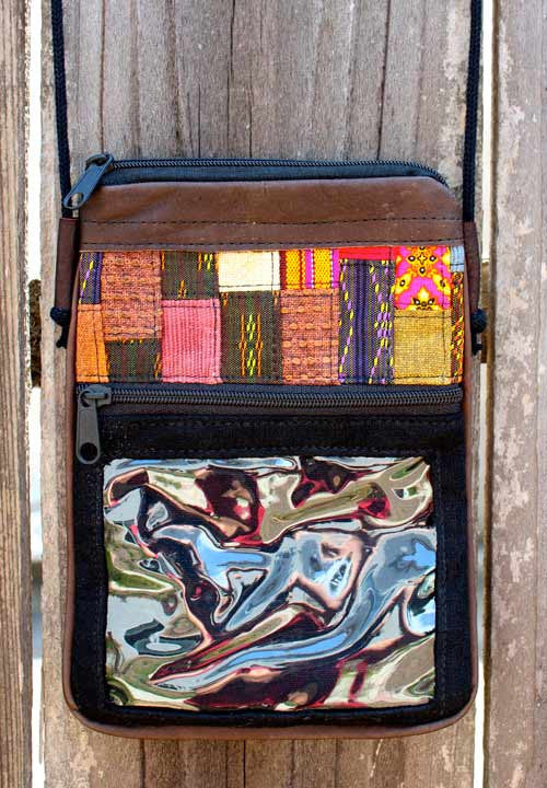 Handmade hill tribe artisan handwoven cotton patchwork passport/ phone holder with ID window - Atlas Goods