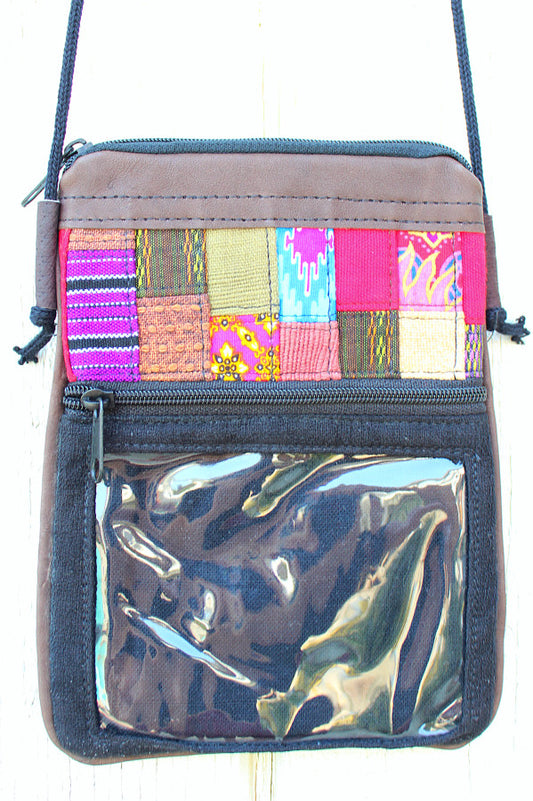 Handmade hill tribe artisan handwoven cotton patchwork passport/ phone holder with ID window - Atlas Goods