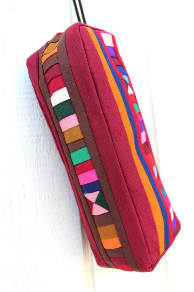 Handmade Lisu hill tribe intricate patchwork cosmetic / stationary wristlets - Atlas Goods