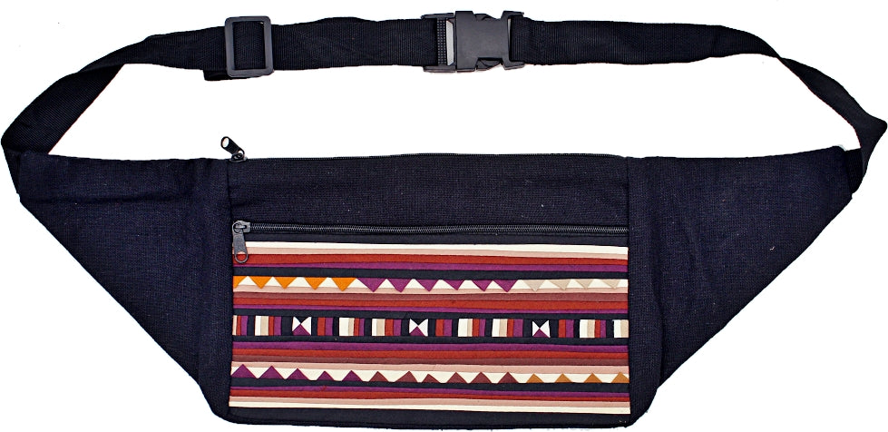 Handmade Lisu hill tribe intricate quilted belt bag/ bum bag