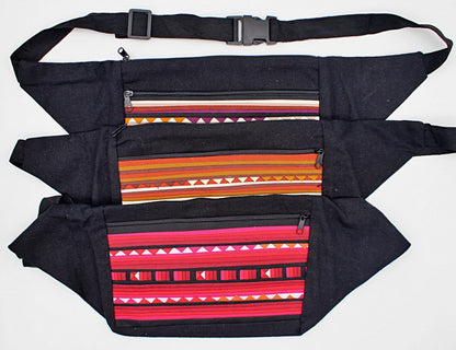 Handmade Lisu hill tribe intricate patchwork belt bag/ bum bag