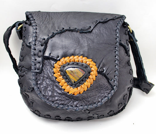 Handmade leather Western Bohemian Crossbody satchel Purse With Premium Stone