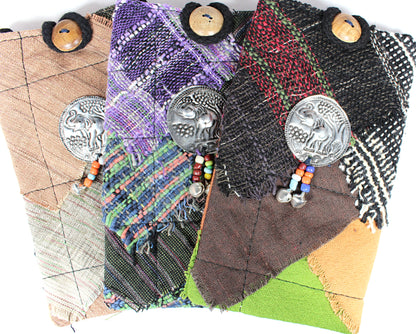 Handmade cotton textile small string purse