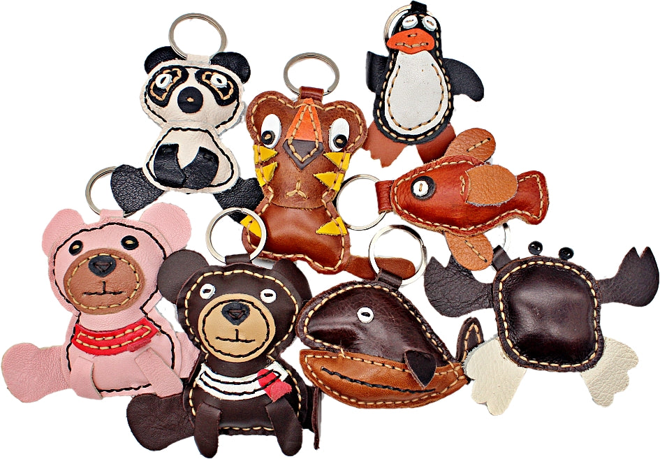 Leather Keychain Cute Colorful Animal Keyring Key Chains Handmade Gift A4