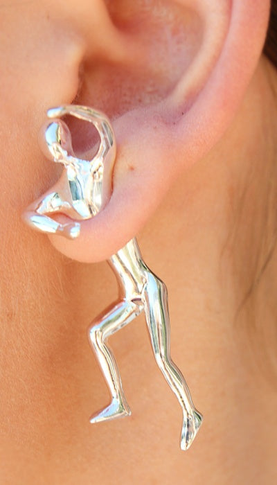 Hand craft Pokee Tru 3D earring double sided post stud figurine style- Dancing figure design