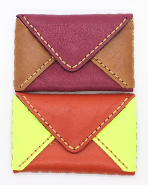 Handmade leather envelope cardholders (colorful tone)