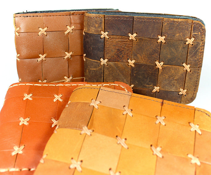 Handmade genuine leather artisan patchwork wallets - Atlas Goods