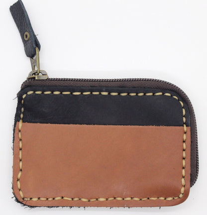 Handmade leather zipper cardholder/ Mini wallet
